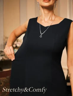 Hot Women's Midi Dress Sheath Dress A Line Dress Elegant Wedding Party Wedding Guest Regular Fit Solid Color Sleeveless V Neck Gray Pink Black Burgundy Navy Blue Summer Spring Fall Winter Women Cocktail Dress