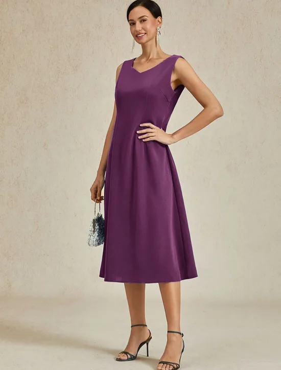 Hot Women's Midi Dress Sheath Dress A Line Dress Elegant Wedding Party Wedding Guest Regular Fit Solid Color Sleeveless V Neck Gray Pink Black Burgundy Navy Blue Summer Spring Fall Winter Women Cocktail Dress