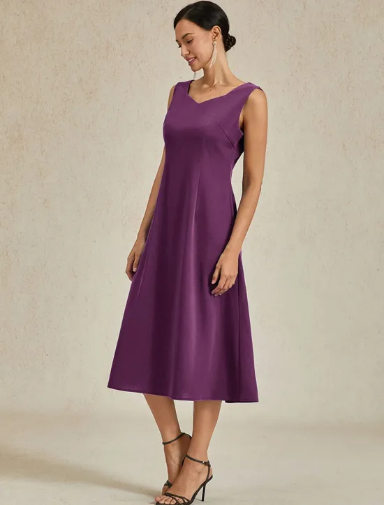 Hot Women's Midi Dress Sheath Dress A Line Dress Elegant Wedding Party Wedding Guest Regular Fit Solid Color Sleeveless V Neck Gray Pink Black Burgundy Navy Blue Summer Spring Fall Winter Women Cocktail Dress