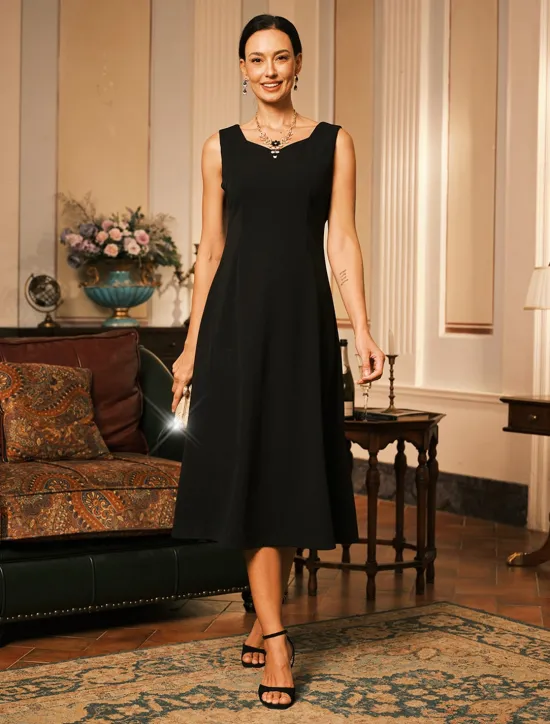 Hot Women's Midi Dress Sheath Dress A Line Dress Elegant Wedding Party Wedding Guest Regular Fit Solid Color Sleeveless V Neck Gray Pink Black Burgundy Navy Blue Summer Spring Fall Winter Women Cocktail Dress