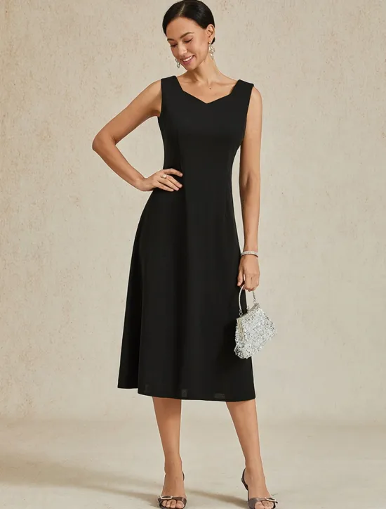 Hot Women's Midi Dress Sheath Dress A Line Dress Elegant Wedding Party Wedding Guest Regular Fit Solid Color Sleeveless V Neck Gray Pink Black Burgundy Navy Blue Summer Spring Fall Winter Women Cocktail Dress