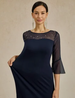 Hot Women's Midi Dress Sheath Dress Elegant Regular Fit Solid Color Half Sleeve Crew Neck Summer Spring Women Cocktail Dress