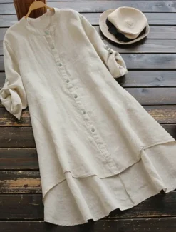Best Women's Midi Dress Shift Dress Vacation Casual Daily Regular Fit Plain Long Sleeve Shirt Collar Red Blue Orange Summer Spring Women Shirts