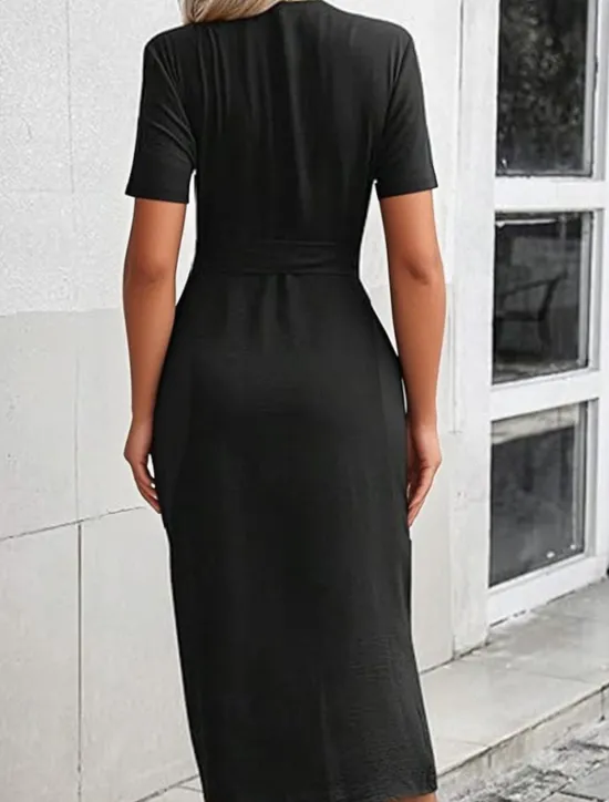 Sale Women's Midi Dress Shirt Dress Fashion Modern Vacation Going out Weekend Regular Fit Plain Short Sleeve Shirt Collar Black Pink Blue Khaki Summer Women T Shirt Dresses