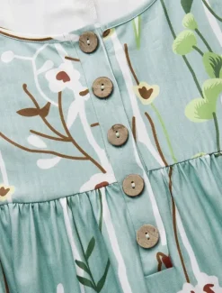 Outlet Women's Midi Dress Summer Dress Pleated Dress Vacation Casual Beach Holiday Loose Fit Floral Graphic Short Sleeve Crew Neck Blue Green Gray Summer Women Casual Dress