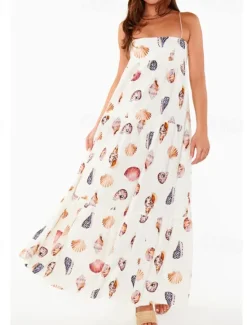 Best Women's Midi Dress Summer Dress Slip Dress Fashion Outdoor Holiday Going out Regular Fit Flower Sleeveless Spaghetti Strap Summer Women Vacation Dresses