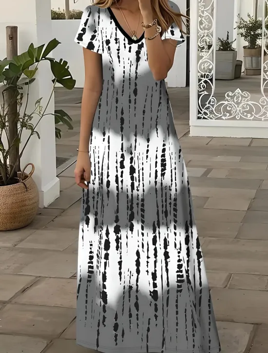 Hot Women's Midi Dress Sundress A Line Dress Vacation Casual Boho Going out Beach Standard Fit Floral Graphic Short Sleeve V Neck Gray Green White Light Green Red Summer Spring Women Vacation Dresses