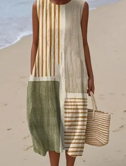 Outlet Women's Midi Dress Sundress Vacation Casual Boho Going out Floral Graphic Sleeveless Crewneck White Blue Orange Green Summer Spring Women Vacation Dresses
