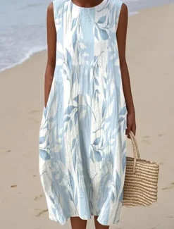 Outlet Women's Midi Dress Sundress Vacation Casual Boho Going out Floral Graphic Sleeveless Crewneck White Blue Orange Green Summer Spring Women Vacation Dresses