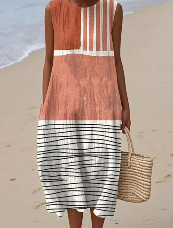 Outlet Women's Midi Dress Sundress Vacation Casual Boho Going out Floral Graphic Sleeveless Crewneck White Blue Orange Green Summer Spring Women Vacation Dresses