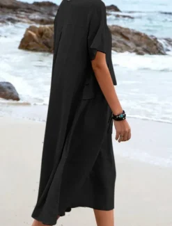 Sale Women's Midi Dress T Shirt Dress Tee Dress Summer Dress Casual Daily Regular Fit Plain Short Sleeve Crew Neck Black Orange Apricot Gray Summer Women Dresses