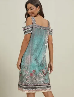 Best Women's Midi Dress T Shirt Dress Tee Dress Sundress Shift Dress Summer Dress Bohemia Active Fashion Outdoor Vacation Party Regular Fit Floral Tribal Short Sleeve Sweetheart Summer Spring Women T Shirt Dresses
