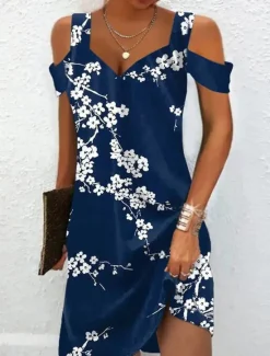 Clearance Women's Midi Dress T Shirt Dress Tee Dress Sundress Summer Dress Midi Dress Bohemia Sexy Boho Vacation Party Holiday Regular Fit Floral Short Sleeve Sweetheart Summer Spring Women T Shirt Dresses