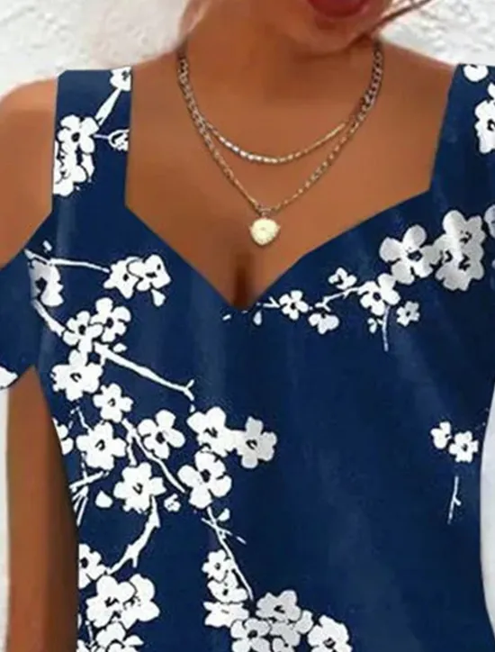 Clearance Women's Midi Dress T Shirt Dress Tee Dress Sundress Summer Dress Midi Dress Bohemia Sexy Boho Vacation Party Holiday Regular Fit Floral Short Sleeve Sweetheart Summer Spring Women T Shirt Dresses