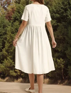 Clearance Women's Midi Dress T Shirt Dress Tee Dress Shift Dress Summer Dress Vacation Casual Party Daily Going out Regular Fit Graphic Plain Short Sleeve Crew Neck Navy Black White Yellow Summer Women White Dresses