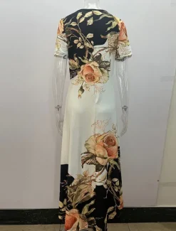 Women's Midi Dress T Shirt Dress Tee Dress Shift Dress Summer Dress Fit And Flare Dress Casual Vacation Daily Regular Fit Floral Graphic Short Sleeve V Neck Yellow Pink Blue Green Summer Women T Shirt Dresses