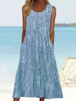 Outlet Women's Midi Dress Tank Dress Floral Graphic Ruched Pocket Crew Neck Daily Vacation Sleeveless Summer Spring Women Spring Dresses|Vacation Dresses