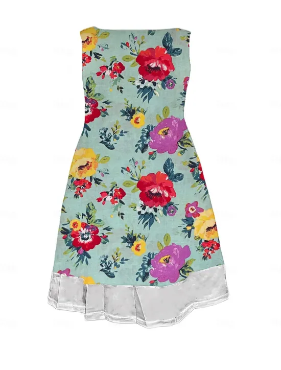 Outlet Women's Midi Dress Tank Dress Fashion Classic Outdoor Daily Weekend Regular Fit Graphic Sleeveless Crew Neck Spring Fall Women Floral Dresses