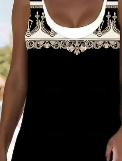 Hot Women's Midi Dress Tank Dress Fashion Classic Outdoor Daily Weekend Regular Fit Graphic Geometric Sleeveless Crew Neck Spring Fall Women Floral Dresses