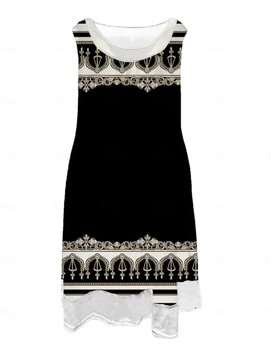 Hot Women's Midi Dress Tank Dress Fashion Classic Outdoor Daily Weekend Regular Fit Graphic Geometric Sleeveless Crew Neck Spring Fall Women Floral Dresses