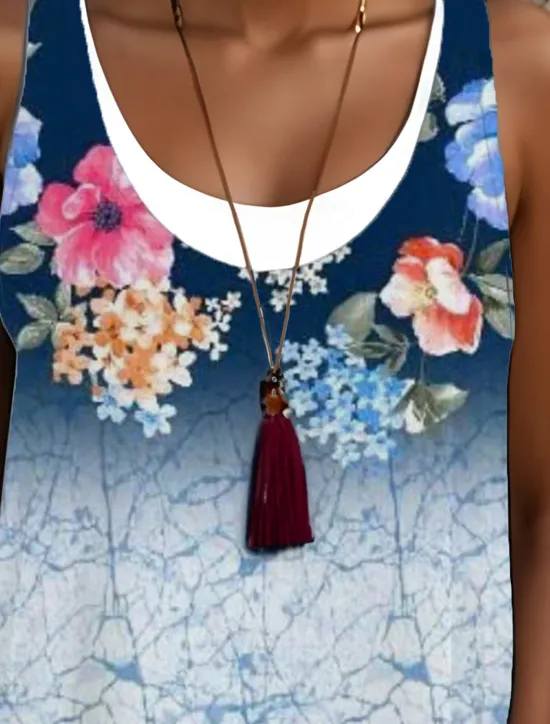 Best Women's Midi Dress Tank Dress Fashion Classic Outdoor Daily Weekend Regular Fit Graphic Color Gradient Sleeveless Crew Neck Spring Fall Women Floral Dresses