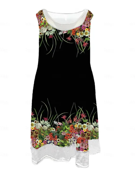 Outlet Women's Midi Dress Tank Dress Fashion Classic Outdoor Daily Weekend Regular Fit Graphic Sleeveless Crew Neck Spring Fall Women Floral Dresses