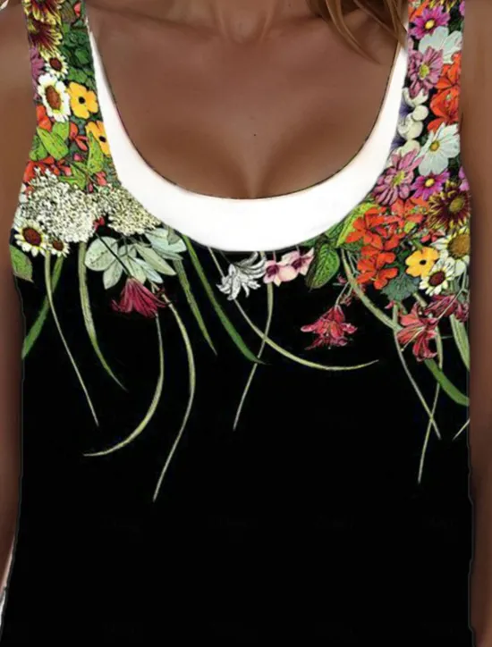 Outlet Women's Midi Dress Tank Dress Fashion Classic Outdoor Daily Weekend Regular Fit Graphic Sleeveless Crew Neck Spring Fall Women Floral Dresses