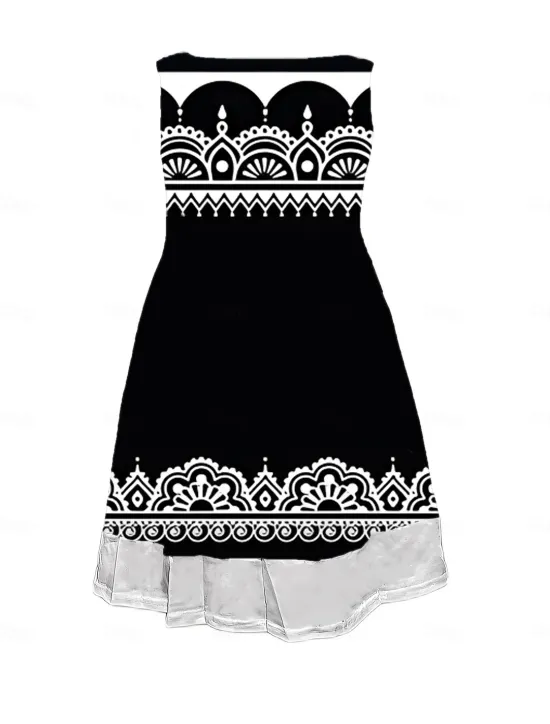 Best Women's Midi Dress Tank Dress Fashion Classic Outdoor Daily Weekend Regular Fit Graphic Geometric Sleeveless Crew Neck Summer Spring Fall Women Floral Dresses