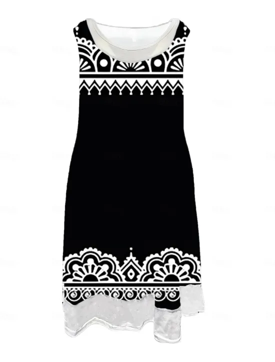 Best Women's Midi Dress Tank Dress Fashion Classic Outdoor Daily Weekend Regular Fit Graphic Geometric Sleeveless Crew Neck Summer Spring Fall Women Floral Dresses