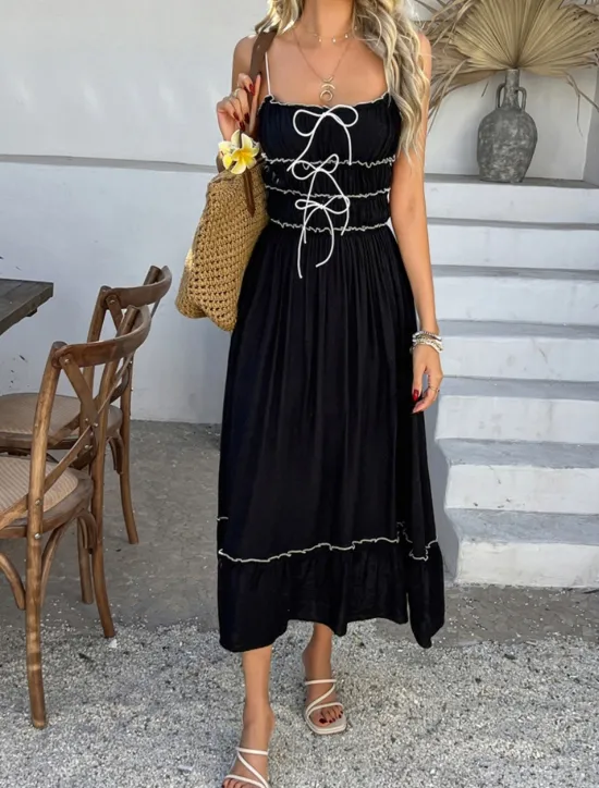 Outlet Women's Midi Dress White Dress Casual Dress Summer Dress Slip Dress Fashion Modern Daily Beach Weekend Regular Fit Plain Sleeveless Spaghetti Strap Black Yellow Blue Green Summer Women Vacation Dresses|Sundresses
