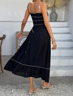 Outlet Women's Midi Dress White Dress Casual Dress Summer Dress Slip Dress Fashion Modern Daily Beach Weekend Regular Fit Plain Sleeveless Spaghetti Strap Black Yellow Blue Green Summer Women Vacation Dresses|Sundresses