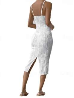 Sale Women's Midi Dress Dress Graduation Dress Slip Dress Fashion Birthday Date Going out Regular Fit Plain Sleeveless Spaghetti Strap Summer Women White Dresses