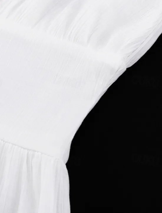 Best Women's Midi Dress White Dress Graduation Dress Party Dress Fashion Modern Party Birthday Date Regular Fit Plain Short Sleeve V Neck Black White Summer Women White Dresses