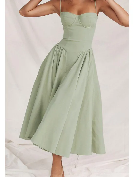 Online Women's Midi Dress White Dress Graduation Dress Slip Dress Fashion Modern Birthday Graduation Date Regular Fit Plain Sleeveless Spaghetti Strap Black Yellow Light Green Red Summer Women Vacation Dresses
