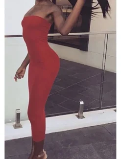 Discount Women's Midi Dress White Dress Graduation Dress Bodycon Fashion Outdoor Birthday Date Regular Fit Plain Sleeveless Strapless Black White Army Green Red Summer Women White Dresses