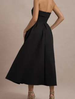 Sale Women's Midi Dress White Dress Graduation Dress Prom Dress Party Dress Fashion Wedding Party Evening Party Regular Fit Plain Sleeveless Strapless Black White Yellow Pink Summer Women White Dresses