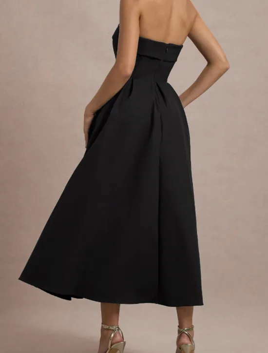 Sale Women's Midi Dress White Dress Graduation Dress Prom Dress Party Dress Fashion Wedding Party Evening Party Regular Fit Plain Sleeveless Strapless Black White Yellow Pink Summer Women White Dresses