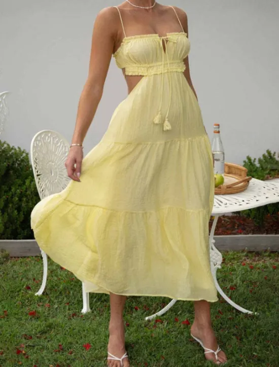 Clearance Women's Midi Dress White Dress Graduation Dress Slip Dress Fashion Modern Birthday Holiday Graduation Regular Fit Plain Sleeveless Spaghetti Strap Black White Yellow Blue Summer Women White Dresses