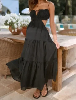 Clearance Women's Midi Dress White Dress Graduation Dress Slip Dress Fashion Modern Birthday Holiday Graduation Regular Fit Plain Sleeveless Spaghetti Strap Black White Yellow Blue Summer Women White Dresses
