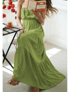 New Women's Midi Dress White Dress Graduation Dress Slip Dress Fashion Modern Birthday Holiday Date Regular Fit Plain Sleeveless Spaghetti Strap White Light Green Orange Summer Women Cocktail Dress