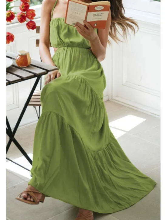 New Women's Midi Dress White Dress Graduation Dress Slip Dress Fashion Modern Birthday Holiday Date Regular Fit Plain Sleeveless Spaghetti Strap White Light Green Orange Summer Women Cocktail Dress