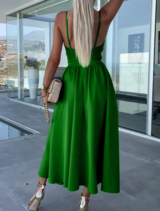 Best Women's Midi Dress White Dress Graduation Dress Slip Dress A Line Wedding Party Date Regular Fit Sleeveless Strap Black White Pink Fuchsia Summer Women White Dresses