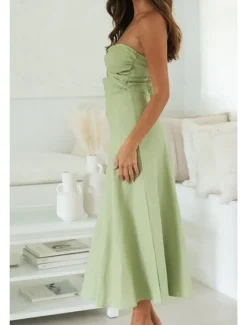 Sale Women's Midi Dress White Dress Graduation Dress Fashion Vacation Birthday Holiday Regular Fit Plain Sleeveless Strapless White Yellow Green Summer Women White Dresses