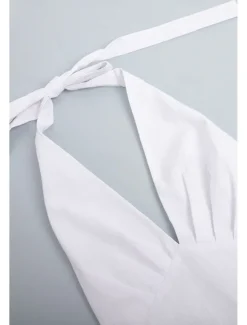 Hot Women's Midi Dress White Dress Fashion Birthday Graduation Date Regular Fit Plain Sleeveless V Neck White Blue Green Apricot Summer Women White Dresses