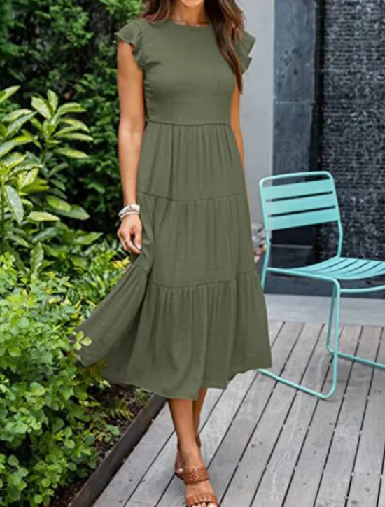 Discount Women's Midi Dress White Dress Graduation Dress Fashion Birthday Date Tea Party Regular Fit Plain Sleeveless Crew Neck Black White Light Green Army Green Summer Women White Dresses