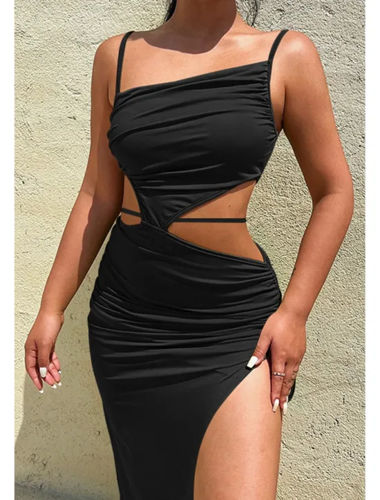 New Women's Midi Dress White Dress Graduation Dress Slip Dress Fashion Birthday Graduation Date Regular Fit Plain Sleeveless Spaghetti Strap Light Pink Black White Yellow Summer Women White Dresses