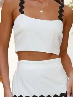 New Women's Midi Dress White Dress Graduation Dress Two Piece Dress Fashion Birthday Graduation Date Regular Fit Color Block Sleeveless Spaghetti Strap Light Yellow White Summer Women White Dresses