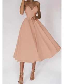 Outlet Women's Midi Dress White Dress Graduation Dress Slip Dress Fashion Birthday Graduation Going out Regular Fit Plain Sleeveless Spaghetti Strap Black White Red Green Summer Women White Dresses
