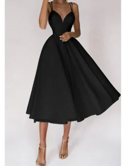 Outlet Women's Midi Dress White Dress Graduation Dress Slip Dress Fashion Birthday Graduation Going out Regular Fit Plain Sleeveless Spaghetti Strap Black White Red Green Summer Women White Dresses
