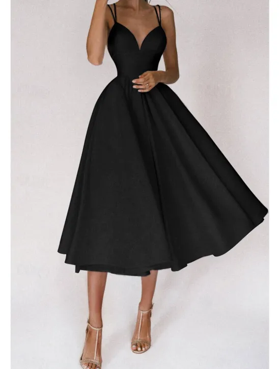 Outlet Women's Midi Dress White Dress Graduation Dress Slip Dress Fashion Birthday Graduation Going out Regular Fit Plain Sleeveless Spaghetti Strap Black White Red Green Summer Women White Dresses